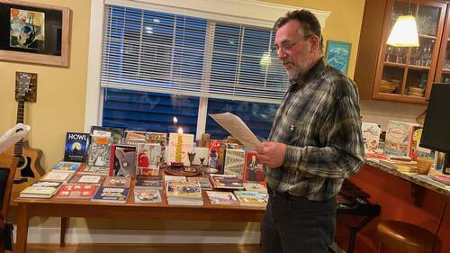 Jeff Treistman with his Jewish Comics Library